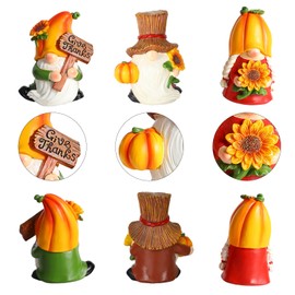 MorTime Set of 3 Thanksgiving Gnomes Table Decorations, Resin Pumpkin Gnome Centerpieces Figurines for Desk Shelf Fireplace Fall Autumn Thanksgiving Harvest Day Decor