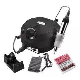 Nail Drill Pulidor Profesional Negro  35,000 Rpm + Kit De Brocas