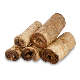 Premium Beef Cheek Rolls for Dogs 5-7" - (5-Pack), Peanut Butter Flavored Long Lasting, Safe & Natural Rawhide Alternative Chews, Ideal for Large Dogs & Aggressive Chewers, Supports Dental Health