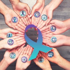 Remuuly 150 Pieces Suicide Awareness Mini Buttons Suicide Awareness Prevention Pins Ribbon Suicide Prevention Items Bulk for Children Teens Adults Social Public Event Welfare Charity, 15 Styles