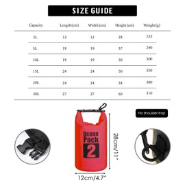 MORAINJAY 2L Red Dry Bags, Waterproof Bag with D Ring Carabiner(No Shoulder Strap),Large/Small Capacity 2L 5L 10L 15L 20L 30L Dry Sack for Outdoor Camping,Rafting,Swimming,Boating,Surfing