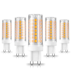 Ziomitus No Flicker G9 Led Bulbs Dimmable 6W Soft Warm White 2700K,40W 50W 60W Halogen Equivalent,AC120V Dimmable G9 T4 LED Bulb for Chandelier Pendant Ceiling Wall Light,600LM,360Deg(5Pack)