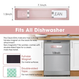 Dishwasher Magnet Clean Dirty Sign, HYF DESIGN 304 Stainless Steel Dishwasher Magnet - Strong&Smooth Slide Indicator with Extra Tapes, Fit for All Dishwasher(Rose Gold-02)