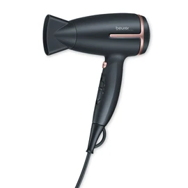 Beurer HC 25 Reisehaartrockner mit Ionenfunktion, klein, klappbar und leicht, 1600 Watt, Spannungsumschaltung von 110-120 /220-240 V, 25,9 x 8 x 15,6 cm, schwarz/rosé
