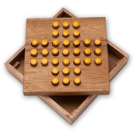 Solitaire Large Wooden Solitaire Game – Thinking Game – Puzzle Game – Puzzle – Yellow Jack