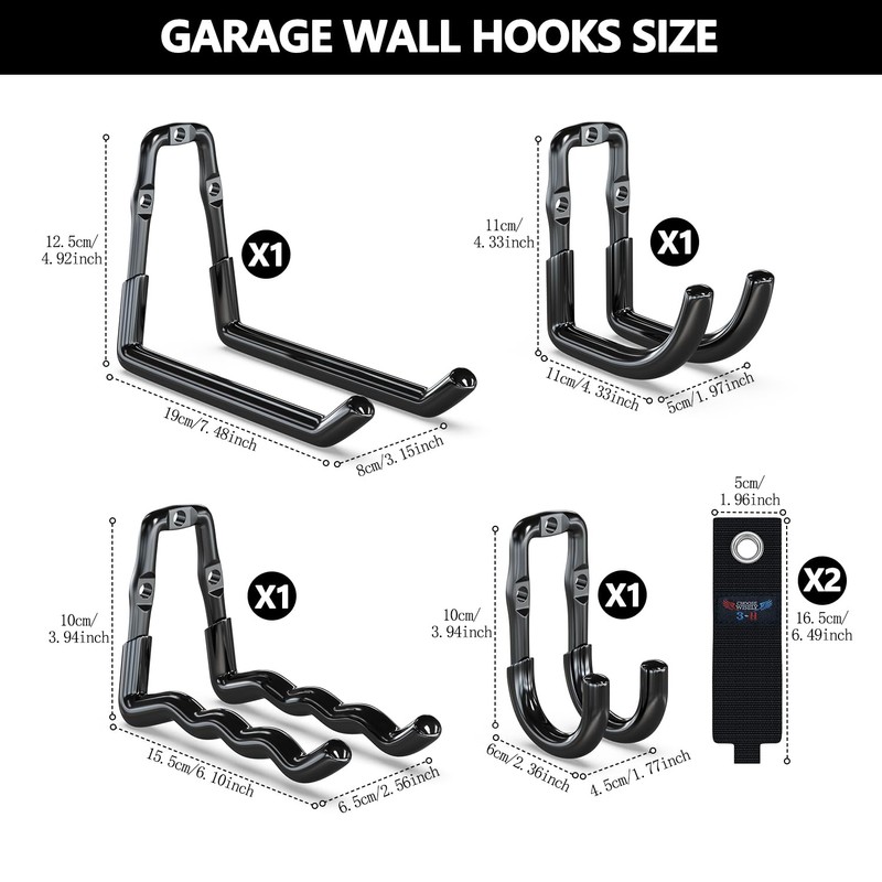 3-H Super Heavy Duty Garage Hooks 6 Pack, One-Piece Construction