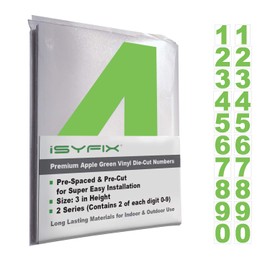 iSYFIX Apple Green Vinyl Numbers Stickers,3 Inch Self Adhesive (2 Sets),Premium Decal Die Cut and Pre-Spaced for Mailbox, Signs, Window, Door, Cars, Trucks, Homes, Address Numbers, Indoor & Outdoor