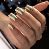 Light Gold Chrome Press on Nails Short Square,SXVME Gold Nail