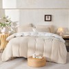 BUPIRD Queen Size Comforter Set Beige Striped 100% Soft Washed