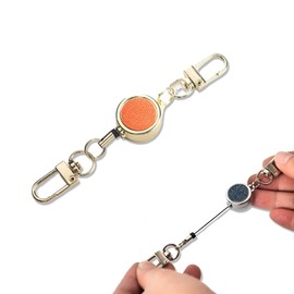 Jessimi Women's Key Chain, Key Reel, Reel Strap, Stylish, Cute, Key Ring, Elastic Reel, Carabiner, Compact, Lightweight, Keys, Outdoors, Stretchable, Gold, Silver, orange