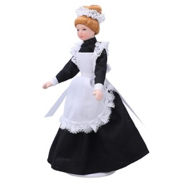 VGEBY Dollhouse Mini Ceramic Doll, Victorian Parlour Maid, High Simulation, Movable Handcrafted DIY Doll House Accessory, 1:12 Scale, for Kids Aged 3 and up