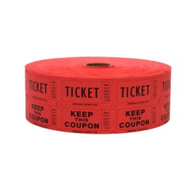 INDIANA TICKET CO. INDIANA TICKET CO. 2,000 Red Raffle Tickets Double Roll, Premium Quality 50/50 Raffle Tickets, Tickets for Events, Carnivals, Door Prizes, Drinks and More