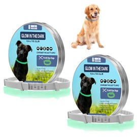 NHQZ Pack of 2 Safety Light Collar for Dogs and Cats, Up to 8 Months Protection, Individually Adjustable, Fluorescent Collar, Universally Adjustable to Any Size