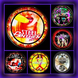 STEEL PANTHER FIVE KEYCHAINS ALBUM COVER COLLECTION AND CONCERT CHARMS