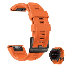 EXMRAT Bands for Garmin Fenix 8 51mm Watch, 26mm Quickfit Silicone Sports Band Strap Wristband for Fenix 7X 6X 5X Fenix 3/3 HR Smartwatch (Orange)