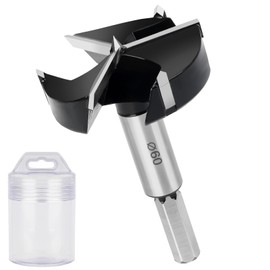 1 PCS 60mm Forstner Drill Bit, Triple-Flute Forstner Wood Drill Bit Carbide Tipped Wood Boring Hole Saw for Hole Drilling Woodworking