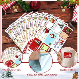 90pcs Christmas Stickers Labels Xmas Gift Tags Stickers for Presents Self Adhesive Santa Claus Snowflake Tree Design Merry Christmas Festival Birthday Holiday Decorative Presents Labels