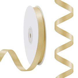 Rilisili Gold Satin Ribbon 3/8 Inch 50 Yards Double Faced Polyester Satin Ribbons for Gift Wrapping DIY Crafts Weddings Invitations Flower Bouquet Bow Making Home Decor Sewing