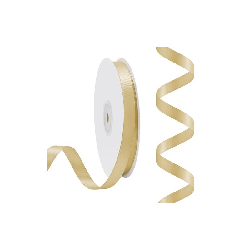 Rilisili Gold Satin Ribbon 3/8 Inch 50 Yards Double Faced