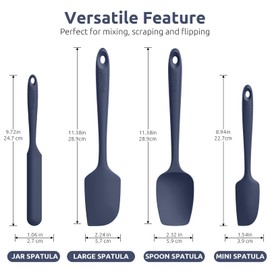 Heat Resistant Silicone Spatula Set: U-Taste 600ºF High Temp Seamless Food Grade Food Grade Flexible Rubber Silicon Kitchen Cooking Mixing Baking Scraper for Nonstick Cookware Set of 4 (Midnight Blue)