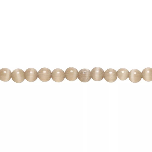 Platinum Bead, 1 Std(100) Brown Cat's Eye Fiber Optic Glass