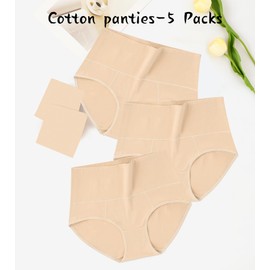 ASIMOON Tummy Control Underwear for Women Cotton High Waisted Plus Size Full Coverage Shaping Panties Briefs Ladies Pack 2XL