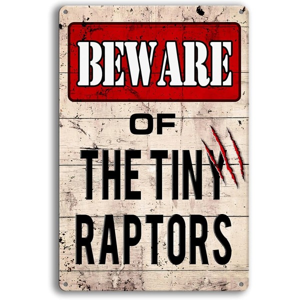 Does not apply Tiny Raptors Chicken Signs, Funny Metal Tin