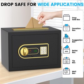 Safe Drop Box, Drop Safe with Key Lock & Password, Business Safes for Home Retail Store Busines