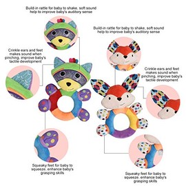 HAHA Baby Soft Rattles & Plush Rings Teething Toys for 0-6 Months Newborns | easy to grasp baby toys 3-6 months,safe infant teether chew toys,lightwei
