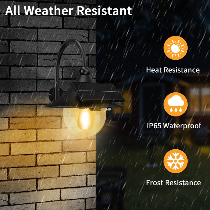 Solar Lantern Lights Outdoor Retro Solar Barn Light with 3