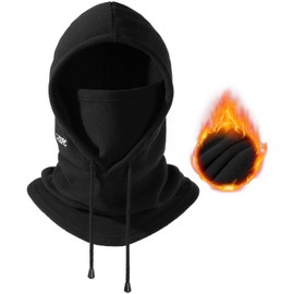 OZERO Balaclava Winter Balaclava Bicycle Mask: Warm Face Mask Windproof Hat Scarf Men Cold Protection Women's Balaclava Motorcycle Slip-On Hat Black, black