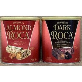 KC Commerce Almond Roca 10 Ounce Canister Variety Pack (Original and Dark Roca)