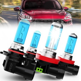 QIPEIZSP compatible with Ford Escape 2013 2014 2015 2016 halogen headlight bulbs, 9005/HB3/H10 High Beam + H11/H8/H9 Low Beams, Pack of 4