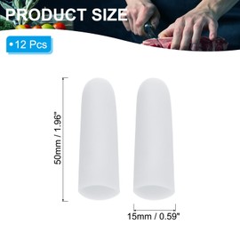 PATIKIL 2" Silicone Gel Finger Cots, 12 Pcs Support Fingertips Sleeve Protector Thumb Finger Caps for Finger, White