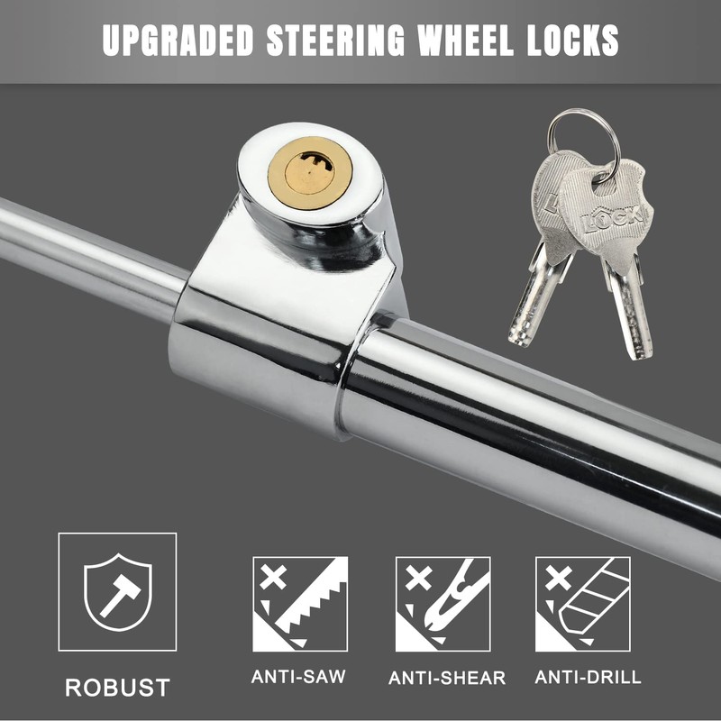ROADGIVE Steering Wheel Lock Anti-Theft Device, Retractable Universal Brake Lock