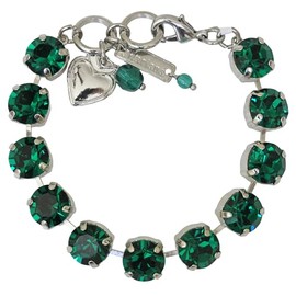 Mariana Rhodium Plated Green Classic Round Crystal Tennis Bracelet, 4474 205205ro