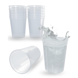 PartyPrints 10 Pack 16 Oz Clear Reusable Blank Plastic Cups, Stadium Cups Bulk – BPA Free Dishwasher Safe Party Cups, Colored Cups Perfect for Party, Wedding, Birthday Graduation, Clubs