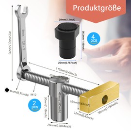 Set of 2 Table Workbench Clamp with 4 Bench Dogs for Bench Hooks, 20 mm Hole, Woodworking Desk Clip, Quick Fixed Clamp, Brass Mounting Vice, Desk Clip (Black)