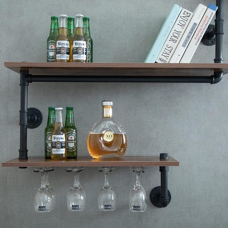 MAIKAILUN Wine Rack Wall Mounted Corner 3 Tier, Hanging Floating