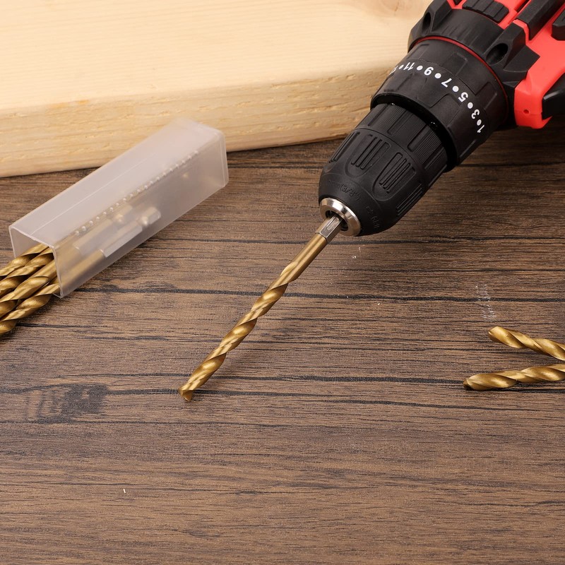 COMOWARE Titanium Twist Drill Bit Set - 10 Pcs 1/4"