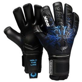 Renegade GK Limited Edition Rogue Arcane Goalie Gloves with Fingersaves | 4mm Giga Grip | Black & Blue Goalkeeping Gloves (Size 9, Youth-Adult, Neg. Cut, Level 4+)