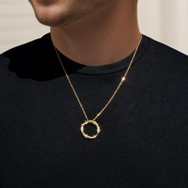 HELLOICE Crown Of Thorns with Cross Nails Pendant Iced Out Necklace for Women and Men 18K Gold Plated 5A CZ Necklace