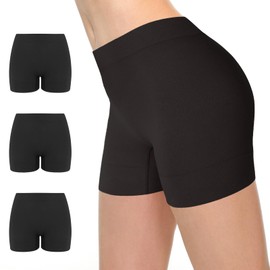 POPKOK Womens Slip Shorts for Under Dresses Seamless Anti Chafing Boyshorts Panties 3 Pack(X-Large, Black)