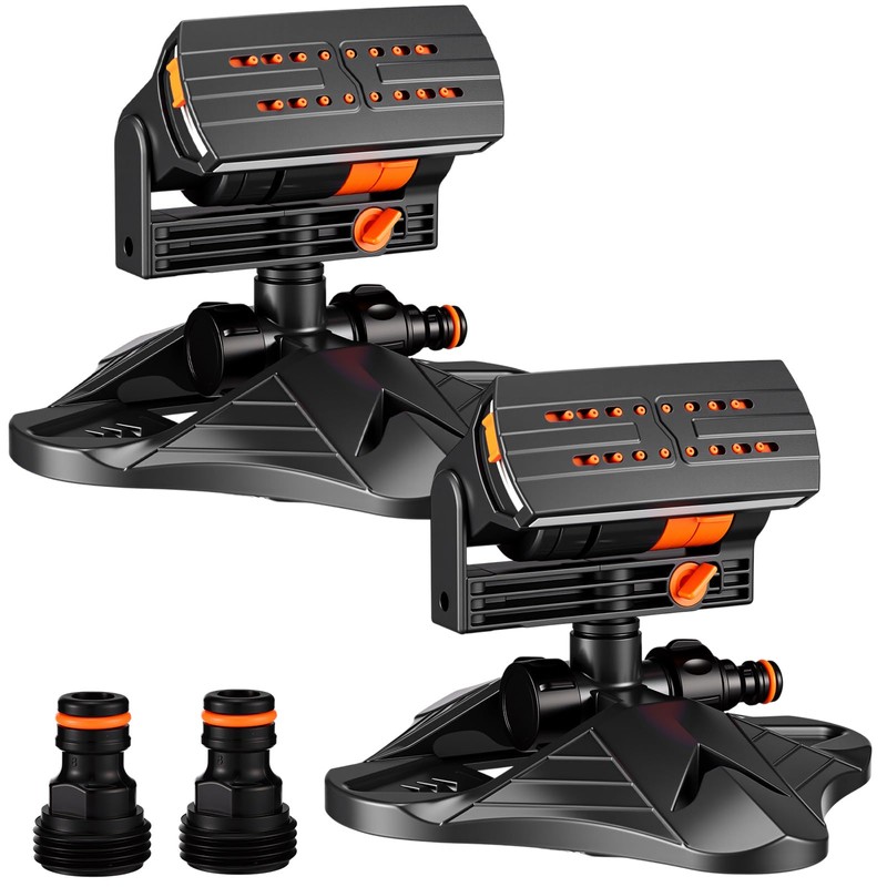 Reallnaive 2 Pcs Adjustable Oscillating Sprinkler 4 Way ABS Lawn