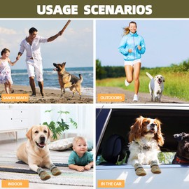 Hcpet Dog Boots Paw Protector, Anti-Slip Breathable Dog Shoes for Small Medium Large Dogs, Puppy Booties with Reflective Straps 4Pcs