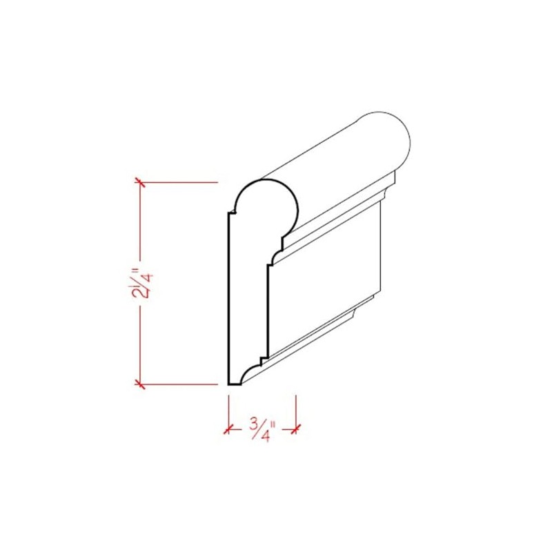 EWPC12 Picture Hanging Rail 2-1/4" Tall x 3/4" Moulding. Unfinished,