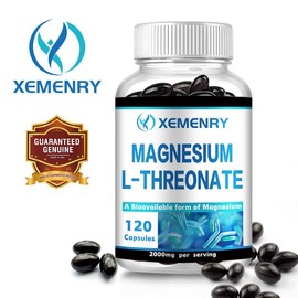 Xemenry Magnesium Threonate (Magtein) - Highly Absorbable - Bioavailable Form of Magnesium - Magnesium Threonate 2000MG - 120 Capsules - Specification: 120Capsules