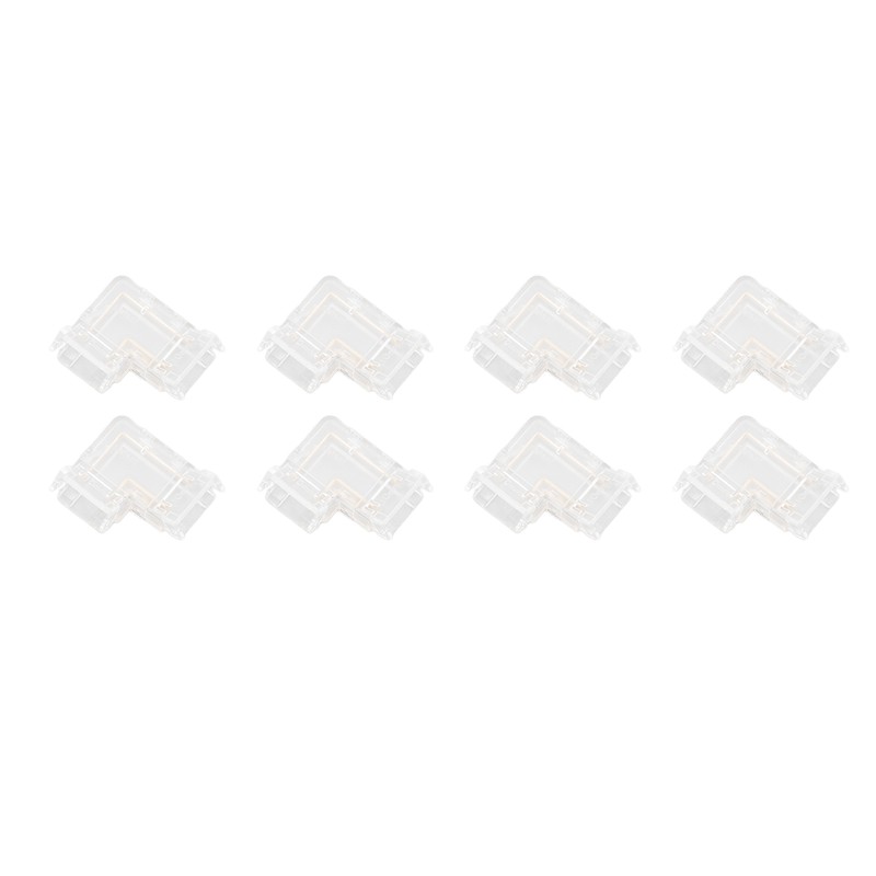 8pcs LED Strip Light Connector Professional Transparent 3Pin L Shaped