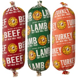 Happy Howie's Soft Meat Roll Treat - Soft Dog Food Rolls, Natural Ingredients, for All Dogs, Made in USA - Beef, Lamb, Turkey, 12 Oz (Pack of 3)