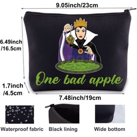 BWWKTOP Villains Poison Cosmetic Makeup Bag Princess White Fans Gift One Bad Apple Evil Queen Zipper Pouch Bag For Movie Fans, One Bad Apple, Bag